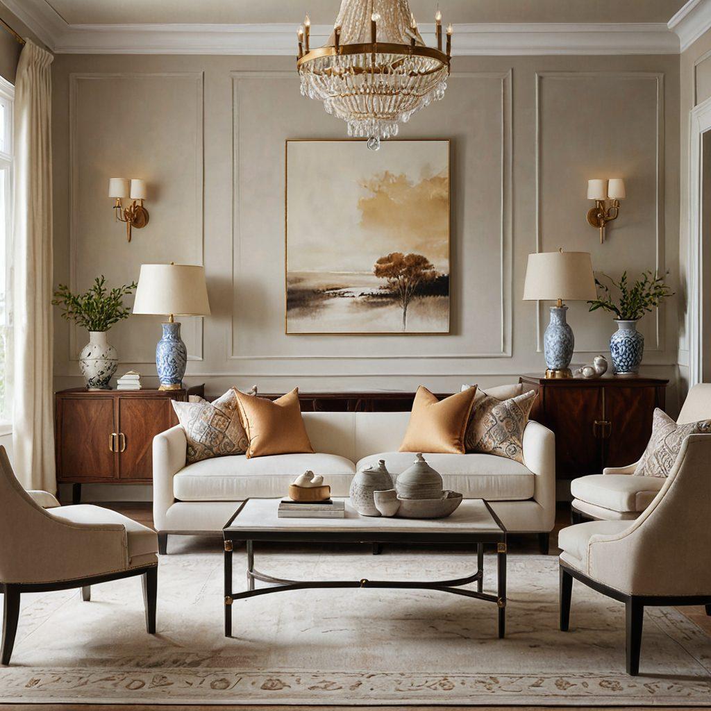 A captivating blend of elegant designs and artistic elements, showcasing an array of beautiful objects like intricate ceramics, stylish furniture, and delicate textiles. Incorporate a warm color palette with soft lighting to evoke an inviting atmosphere. Include subtle patterns and textures to highlight the craftsmanship of each item. Focus on balance and harmony in the composition, conveying the essence of aesthetics in design. super-realistic. warm colors. soft lighting.